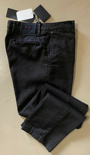Neu mit Etikett: 995 $ Kiton Herren-Hose aus Leinen und Baumwolle, Schwarz/DK-Braun, Größe 32 US (48 EU), Italien