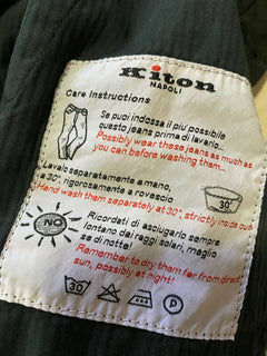 Neu mit Etikett: 995 $ Kiton Herren-Hose aus Leinen und Baumwolle, Schwarz/DK-Braun, Größe 32 US (48 EU), Italien