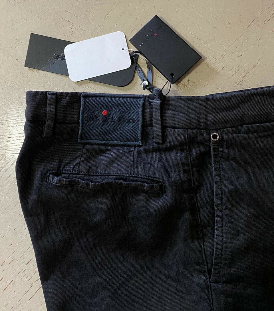 NWT $995 Kiton Mens Linen Cotton Pants Black/DK Brown Size 32 US ( 48 Eu ) Italy