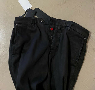 Neu mit Etikett: 995 $ Kiton Herren-Hose aus Leinen und Baumwolle, Schwarz/DK-Braun, Größe 32 US (48 EU), Italien