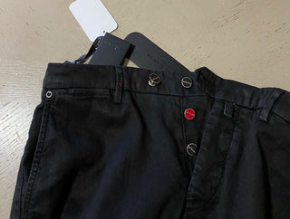 Neu mit Etikett: 995 $ Kiton Herren-Hose aus Leinen und Baumwolle, Schwarz/DK-Braun, Größe 32 US (48 EU), Italien