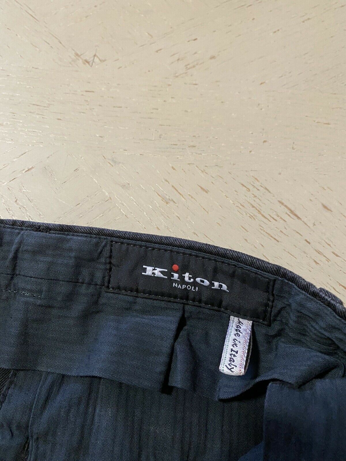 СЗТ $995 Мужские льняные хлопковые брюки Kiton черные/DK коричневые, размер 32 США (48 ЕС) Италия