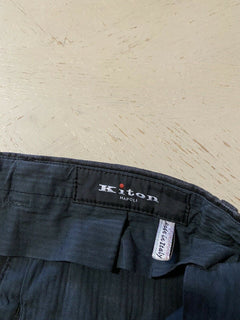 Neu mit Etikett: 995 $ Kiton Herren-Hose aus Leinen und Baumwolle, Schwarz/DK-Braun, Größe 32 US (48 EU), Italien