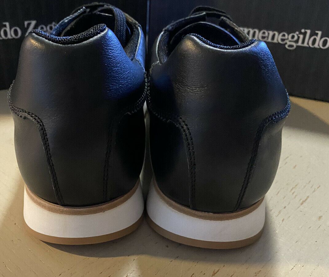 New $550 Ermenegildo Zegna  Leather Sneakers Shoes Black 10.5 US Italy