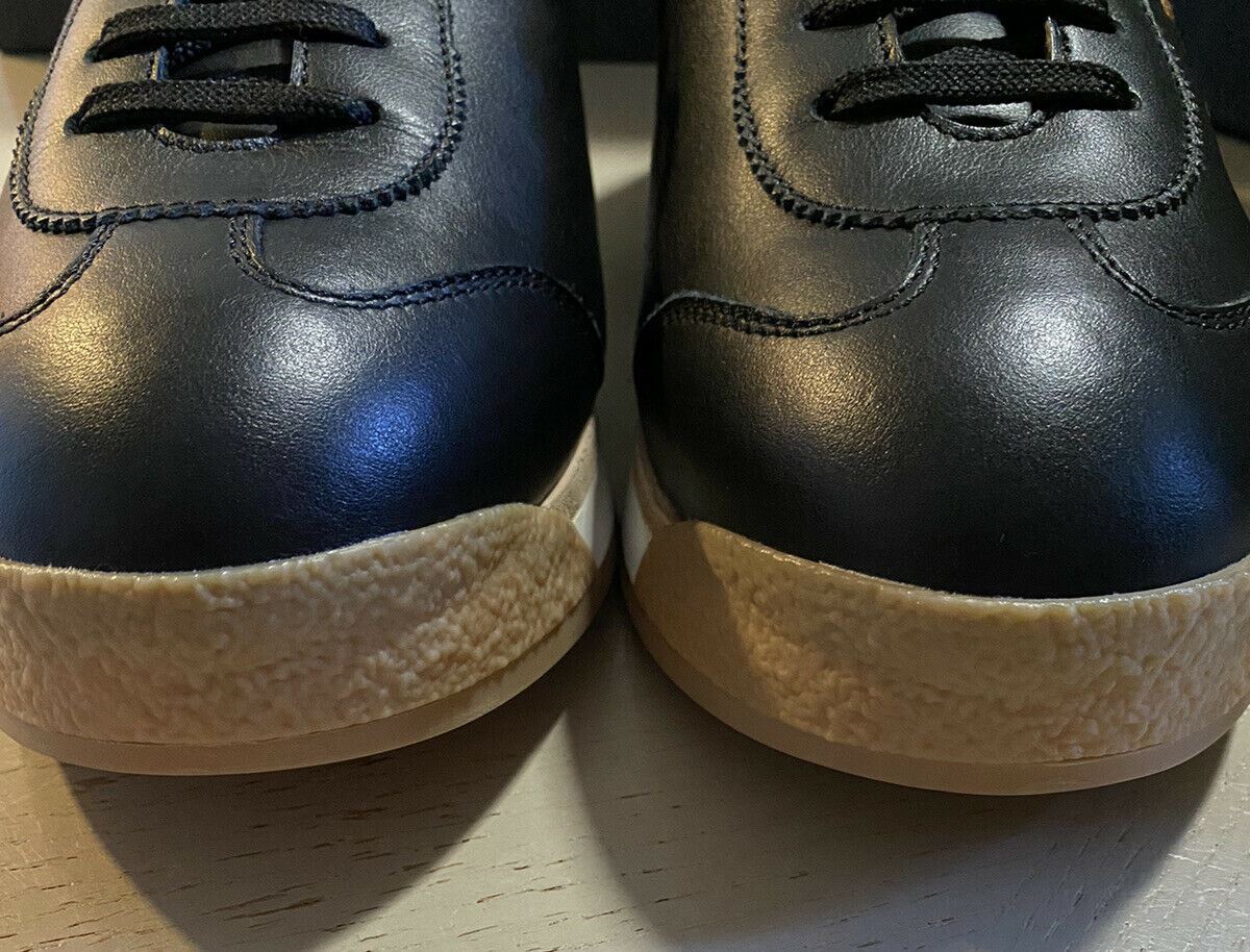 Neue 550 $ Ermenegildo Zegna Leder-Sneakers Schuhe Schwarz 10,5 US Italien
