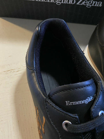 New $550 Ermenegildo Zegna  Leather Sneakers Shoes Black 10.5 US Italy