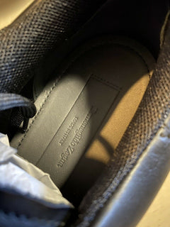 Neue 550 $ Ermenegildo Zegna Leder-Sneakers Schuhe Schwarz 10,5 US Italien