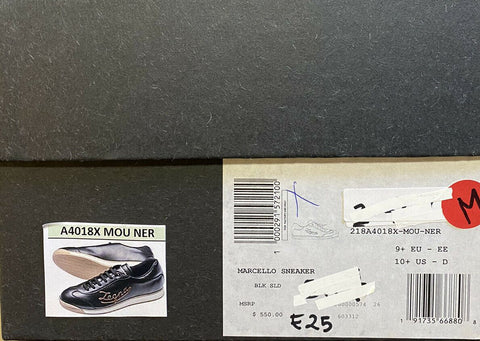 New $550 Ermenegildo Zegna  Leather Sneakers Shoes Black 10.5 US Italy