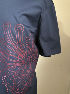 Neues 310 $ Salvatore Ferragamo Herren-T-Shirt mit sortierten Ärmeln, Marineblau, XXL, Italien