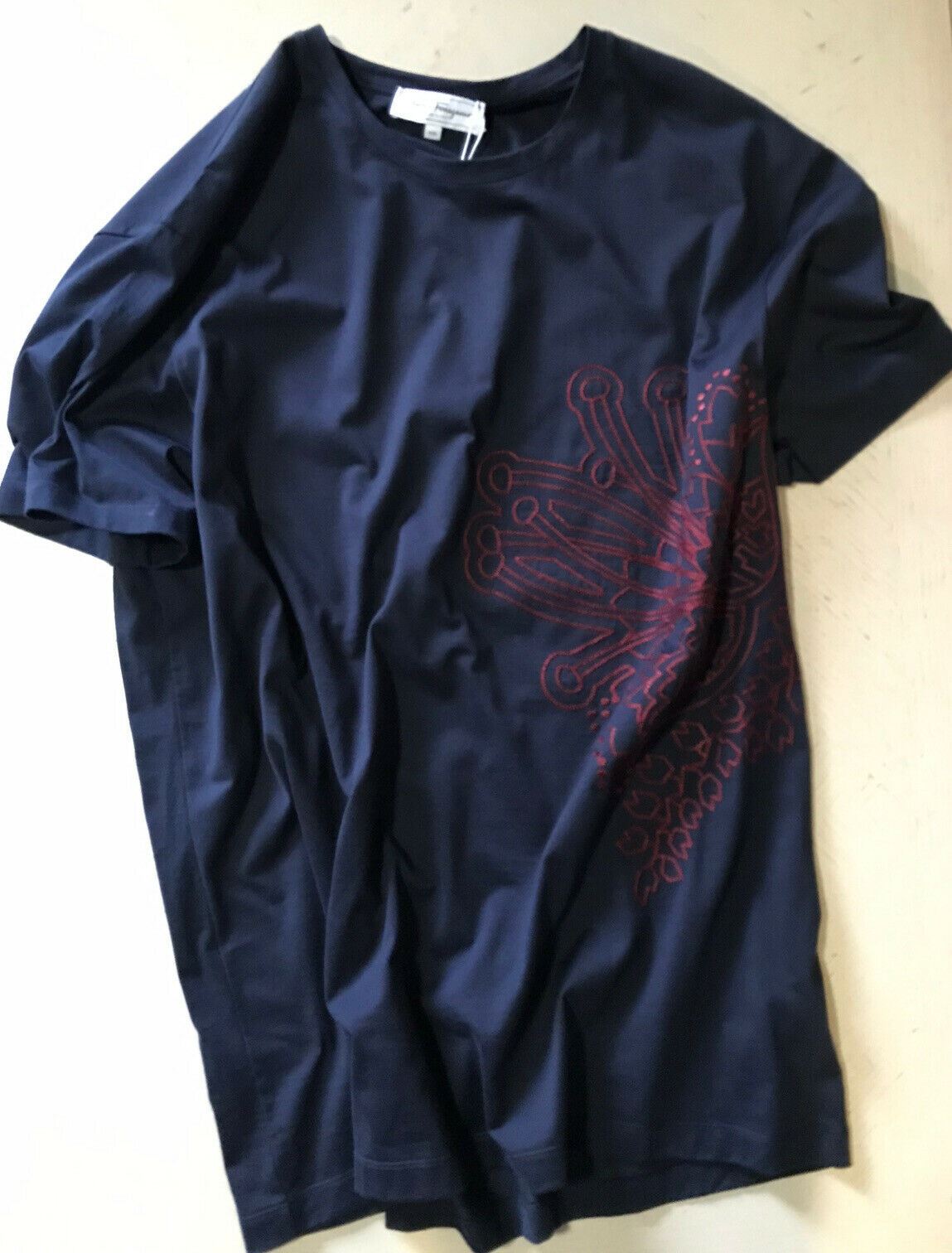 Новая мужская футболка Salvatore Ferragamo с разными рукавами стоимостью 310 долларов, темно-синяя, XXL, Италия