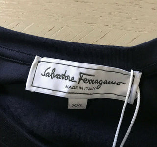 Neues 310 $ Salvatore Ferragamo Herren-T-Shirt mit sortierten Ärmeln, Marineblau, XXL, Italien