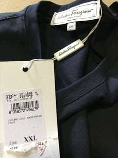 Neues 310 $ Salvatore Ferragamo Herren-T-Shirt mit sortierten Ärmeln, Marineblau, XXL, Italien