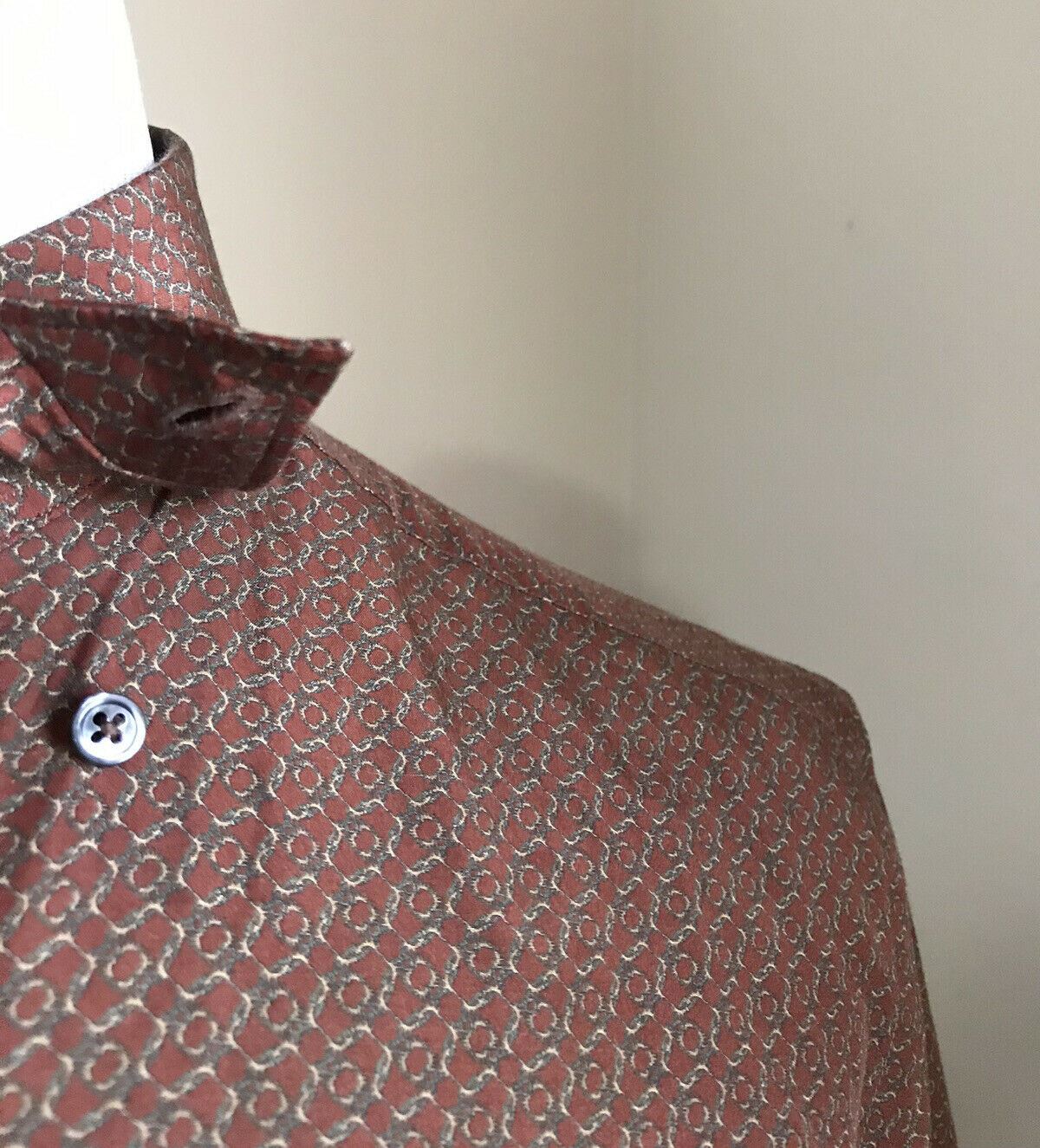 Новая коричневая рубашка с коротким рукавом Ermenegildo Zegna за 495 долларов, размер L