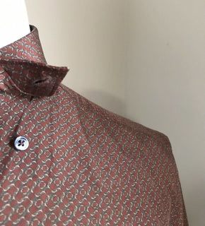 New $495 Ermenegildo Zegna Short Sleeve Shirt Brown Size L