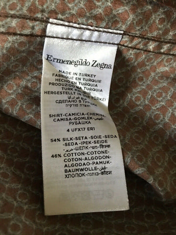New $495 Ermenegildo Zegna Short Sleeve Shirt Brown Size L