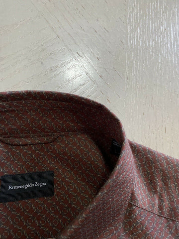 New $495 Ermenegildo Zegna Short Sleeve Shirt Brown Size L