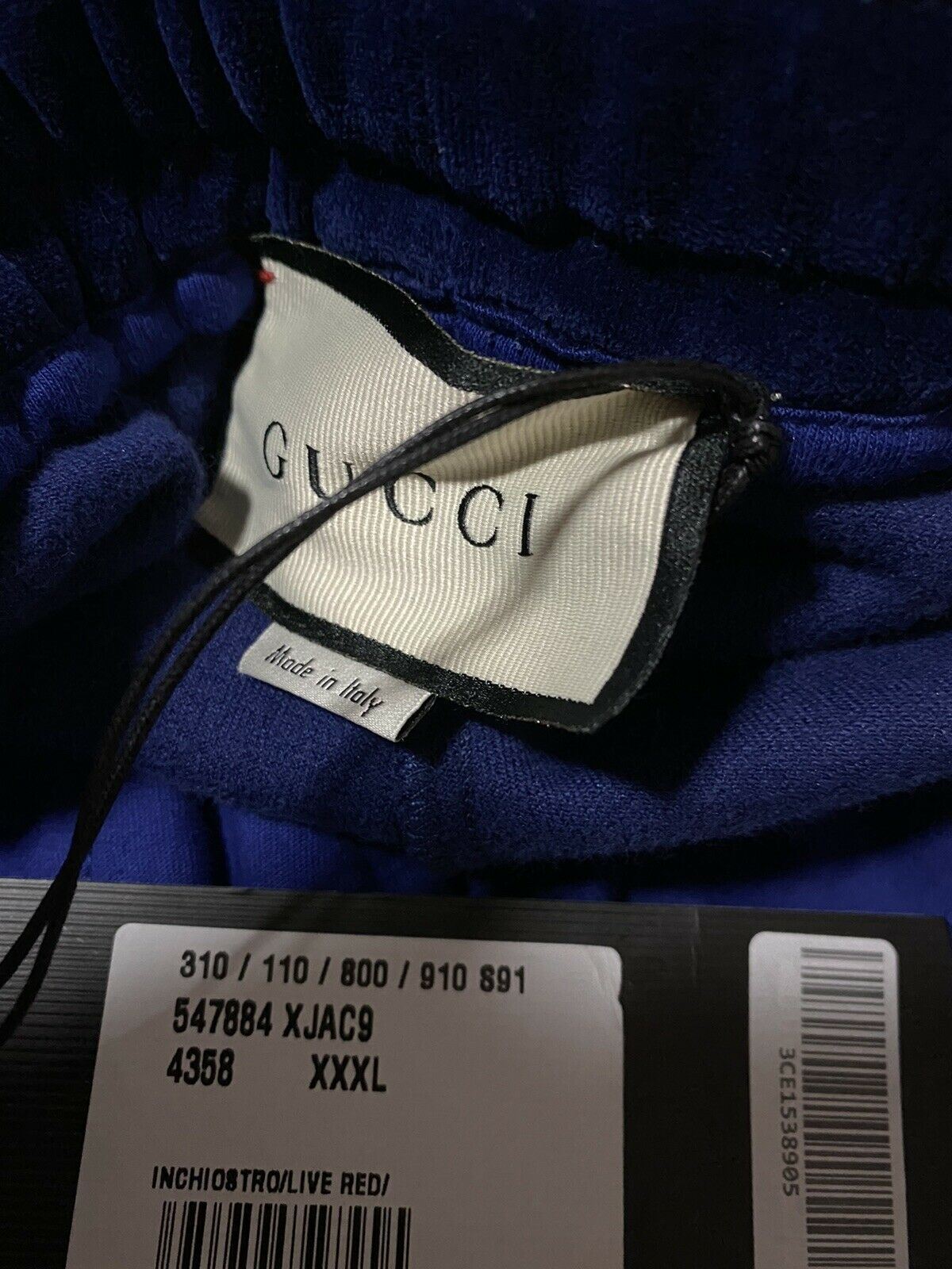 NWT $1480 Gucci Mens Sweat Pants Blue Size XXXL Made in Italy