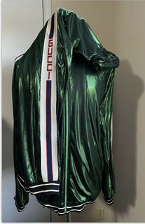 Neuer 3480 $ Gucci Herrenanzug, laminierte Trainingsjacke, Jogginghose, Grün, XL, Italien
