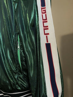 Neuer 3480 $ Gucci Herrenanzug, laminierte Trainingsjacke, Jogginghose, Grün, XL, Italien