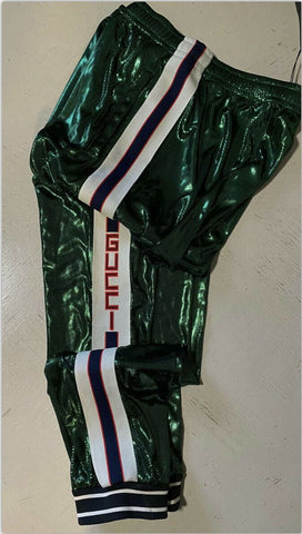 New $3480 Gucci Mens Suit, Laminated Track Jacket Jogging Pants Green XL Italy