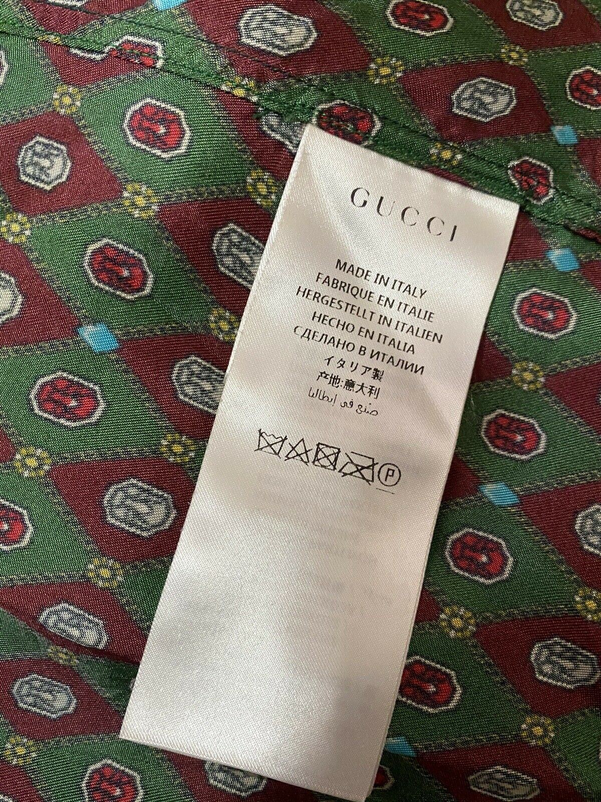 New $1280 Gucci Men’s Dress Shirt Green 38/15 Italy