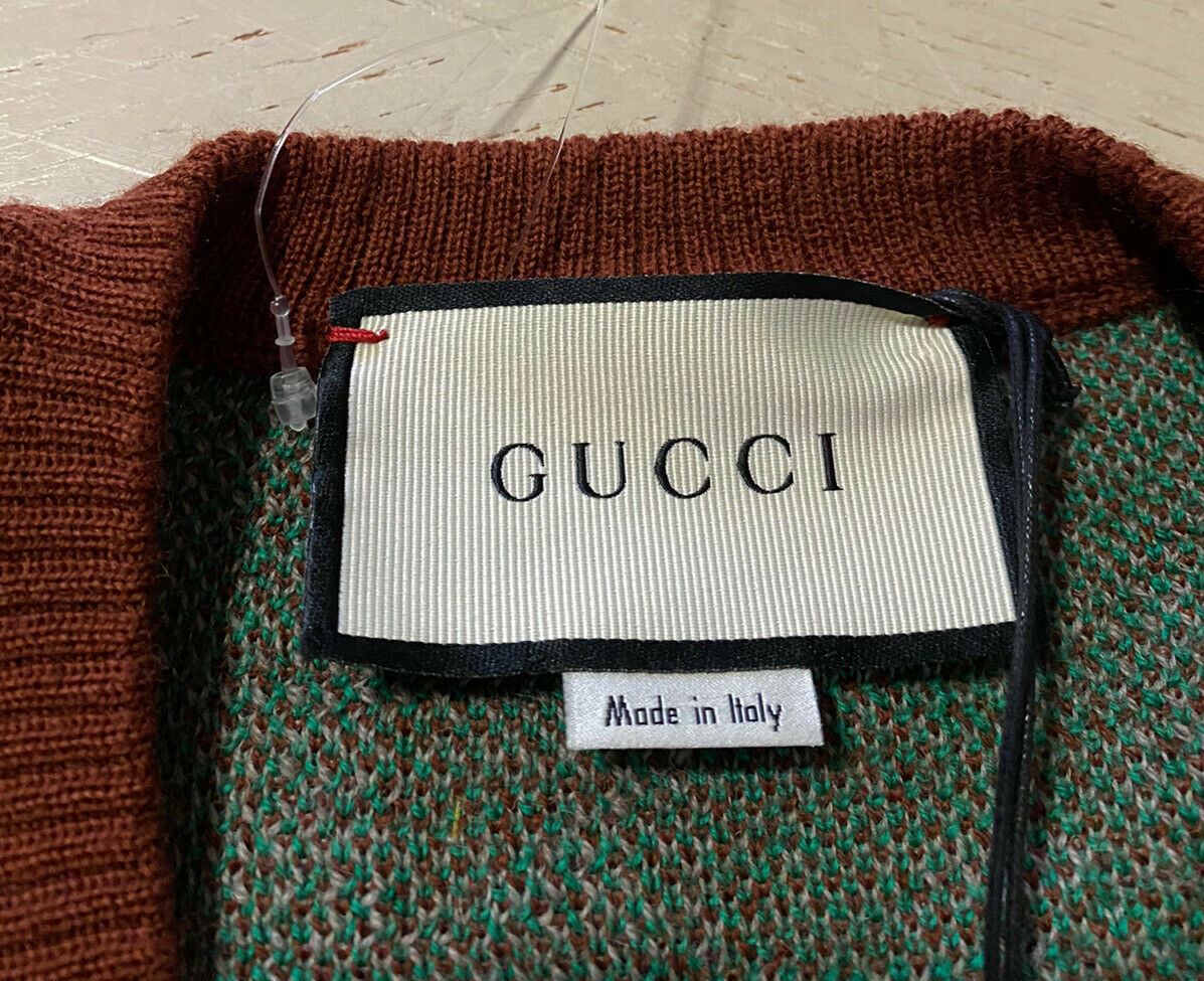 NWT $4980 Gucci Men Wool Crewneck Sweater Brown /Multicolor L Italy