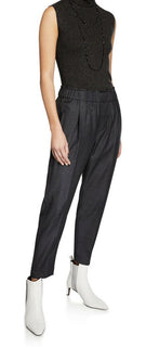 Neu $1495 Brunello Cucinelli Leichte Wollhose für Damen DK Grau 6 US/42 It