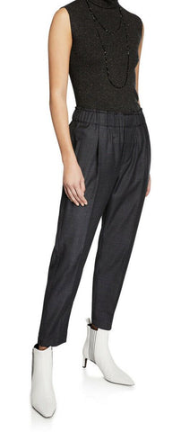 Neu $1495 Brunello Cucinelli Leichte Wollhose für Damen DK Grau 6 US/42 It