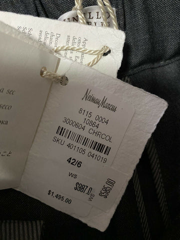 Neu $1495 Brunello Cucinelli Leichte Wollhose für Damen DK Grau 6 US/42 It