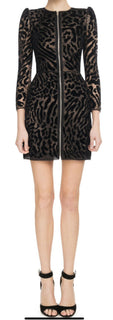 New $6180 Givenchy Long SLV Chantilly Lace Leop Dress Black 4 US/ 36 It