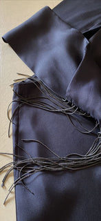 New $2095 Brunello Cucinelli Women’s One-Shoulder Silk Blouse DK Blue M Italy