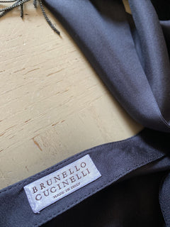 New $2095 Brunello Cucinelli Women’s One-Shoulder Silk Blouse DK Blue M Italy