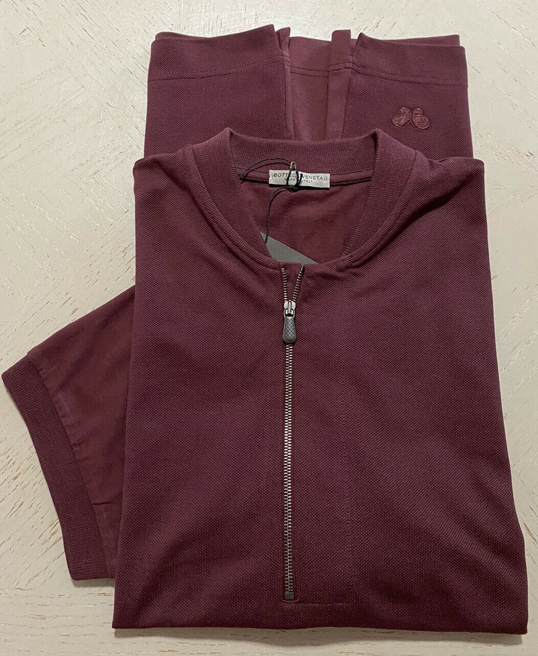 NWT $520 Bottega Veneta Mens Polo Shirt Burgundy L US ( 52 Eu ) Italy
