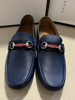 Neue Gucci Herren-Fahrerschuhe aus Leder, DK Blau, 11 US/10,5 G UK, Italien