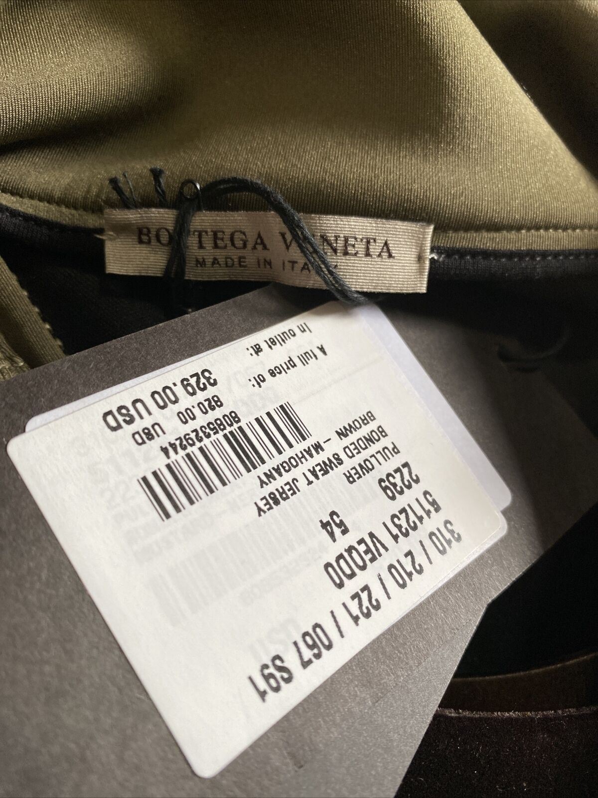 NWT $820 Bottega Veneta Мужской пуловер из трикотажа коричневого цвета 44 США/54 ЕС