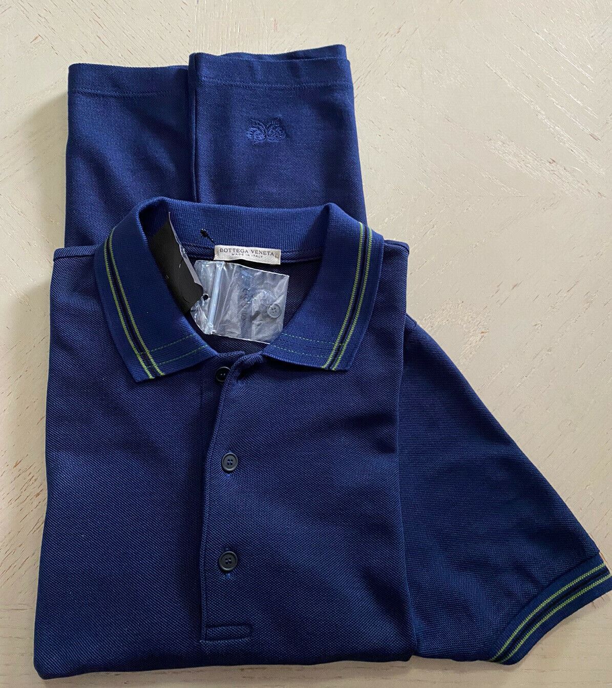 Neu mit Etikett: 390 $ Bottega Veneta Herren-Poloshirt Blau S US (46 Eu) Italien