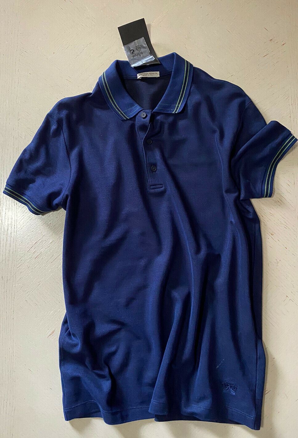 Мужская рубашка-поло Bottega Veneta, синяя, размер S, 390 долларов, США (46 евро), Италия