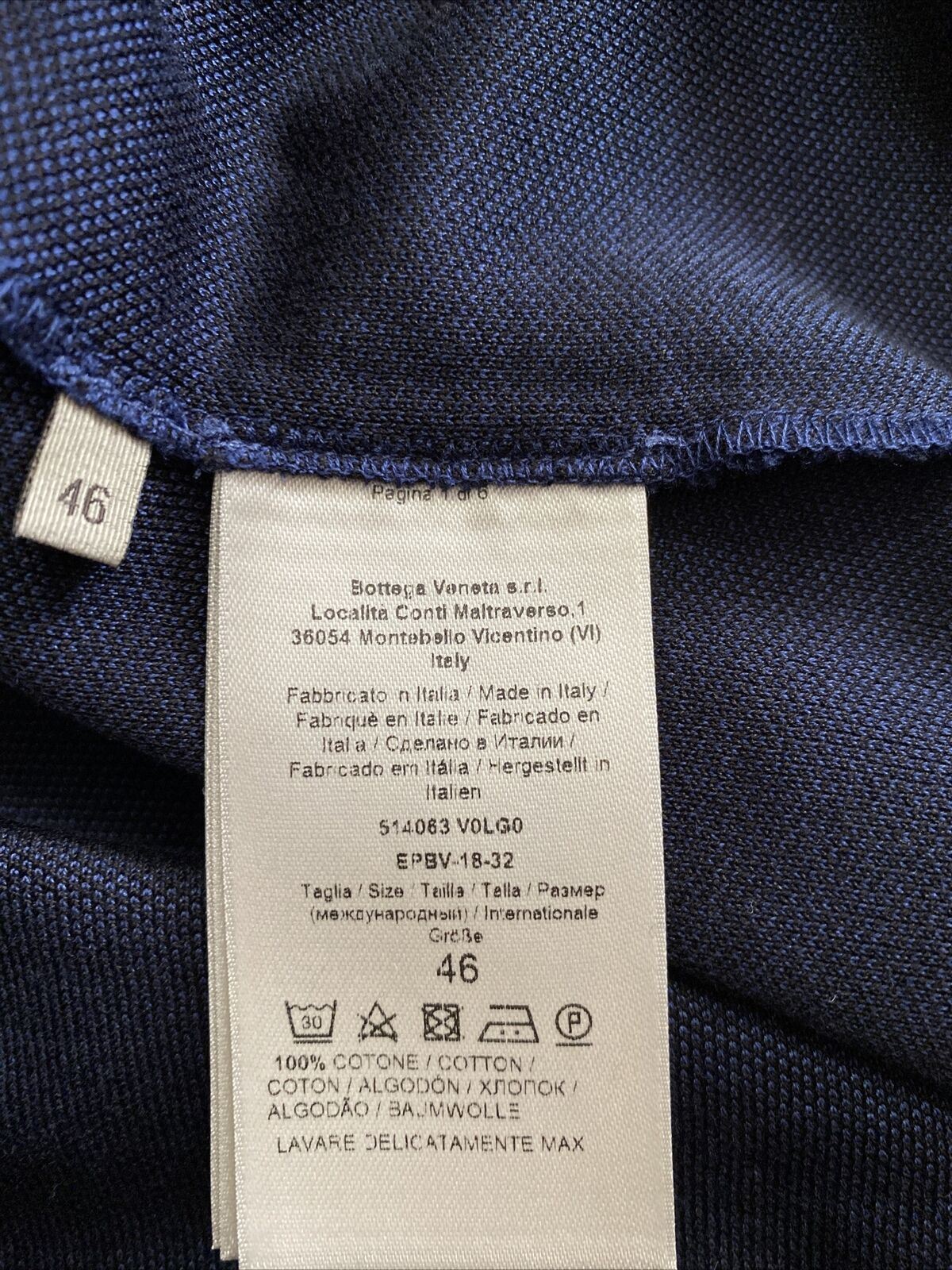 Neu mit Etikett: 390 $ Bottega Veneta Herren-Poloshirt Blau S US (46 Eu) Italien