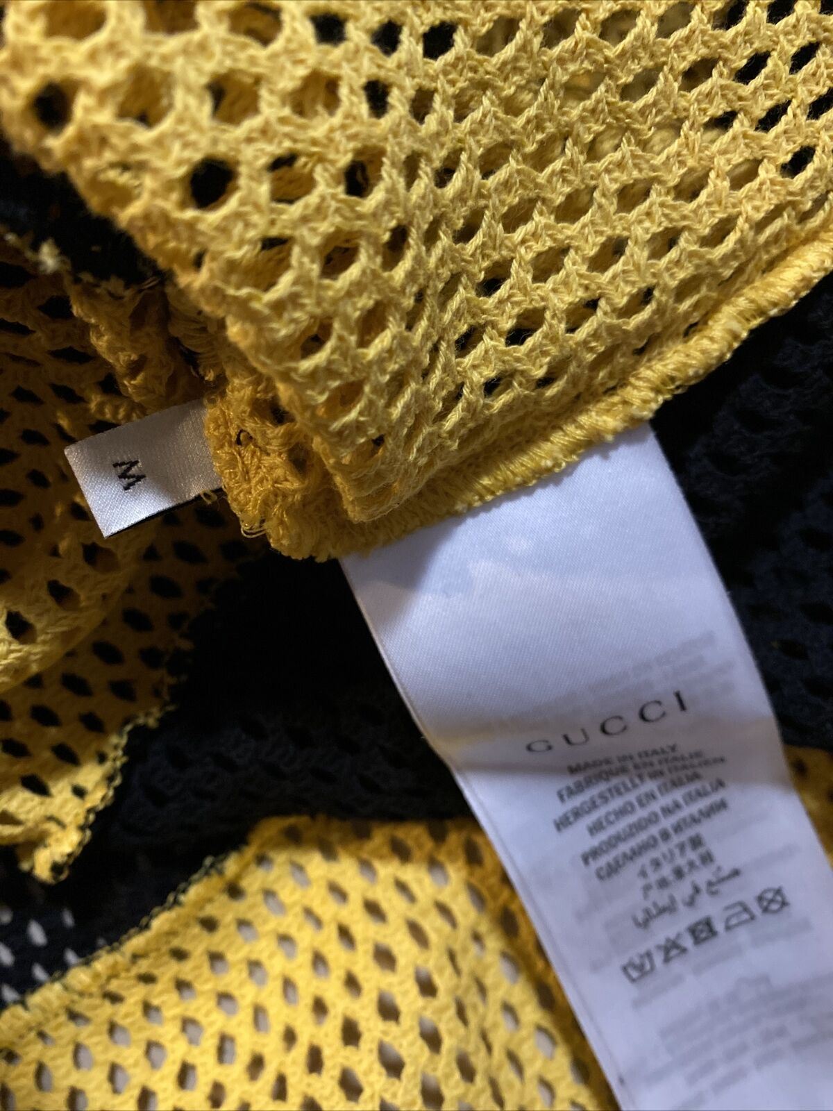 Neues Gucci Herren-Kurzarm-T-Shirt für 680 $ Gelb/Schwarz Größe S Italien