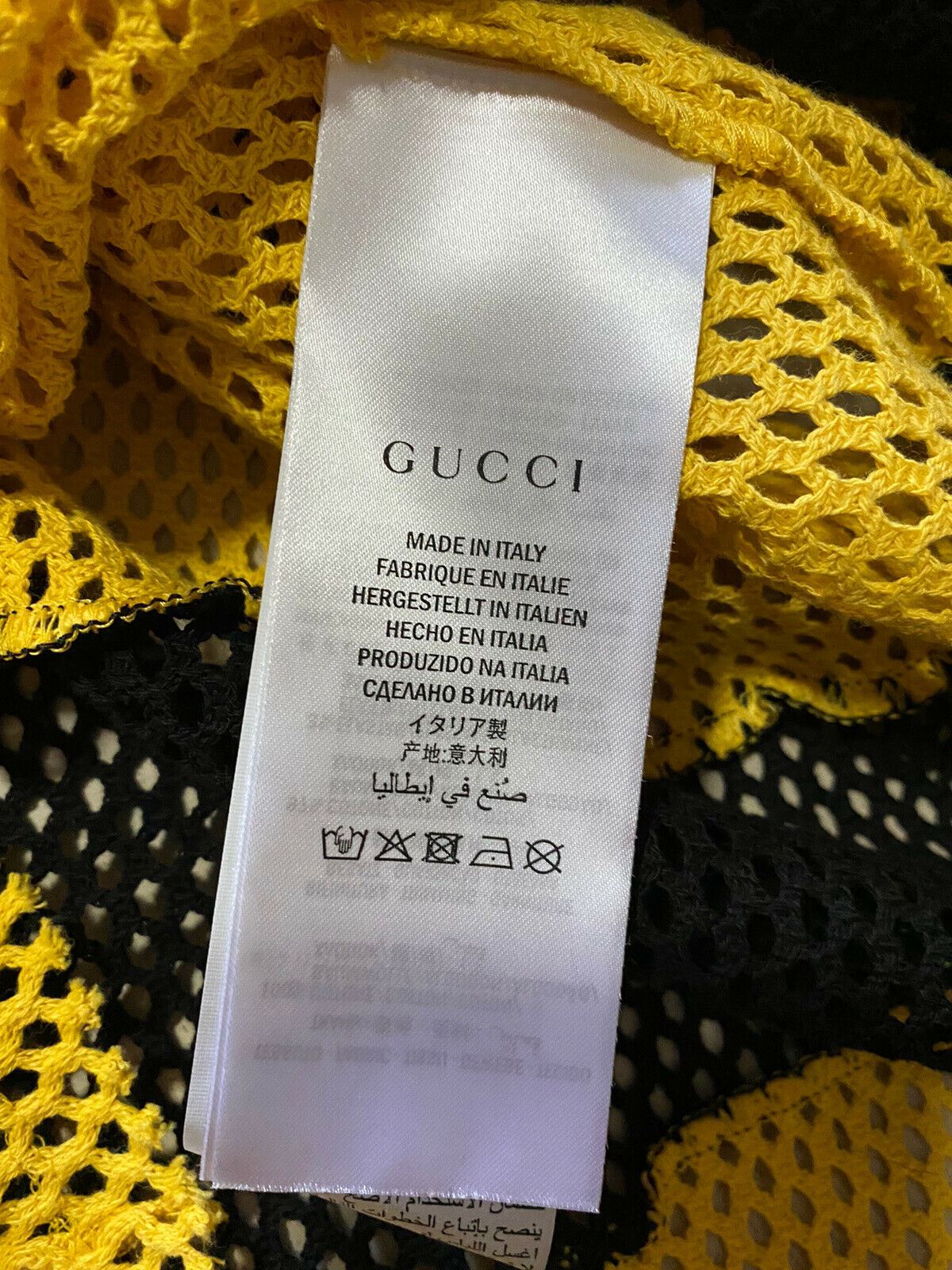 New $680 Gucci Men’s Short Sleeve T Shirt Yellow/Black Size S  Italy