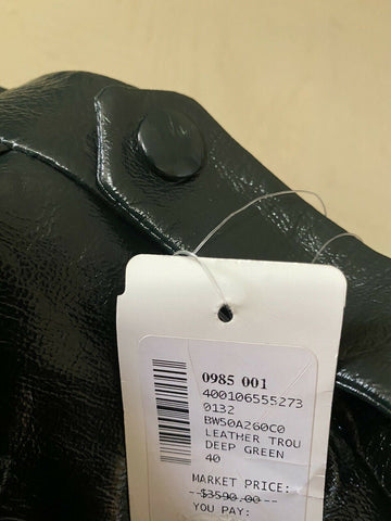 New $3590 Givenchy Women Tapered Leather Luxury Pants Green 8 US/40 It Italy