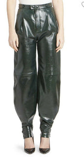 New $3590 Givenchy Women Tapered Leather Luxury Pants Green 8 US/40 It Italy