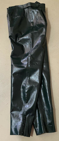 New $3590 Givenchy Women Tapered Leather Luxury Pants Green 8 US/40 It Italy