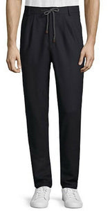 Neu mit Etikett: 795 $ Brunello Cucinelli Herren-Wollhose mit Kordelzug, Marineblau, 34 US/50 Eu
