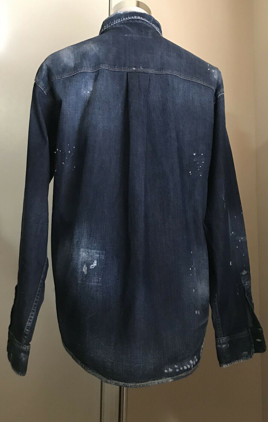 NWT $980 Dsquared2 Mens Jeans Shirt  Blue Denim XL US ( 54 Eu ) Italy