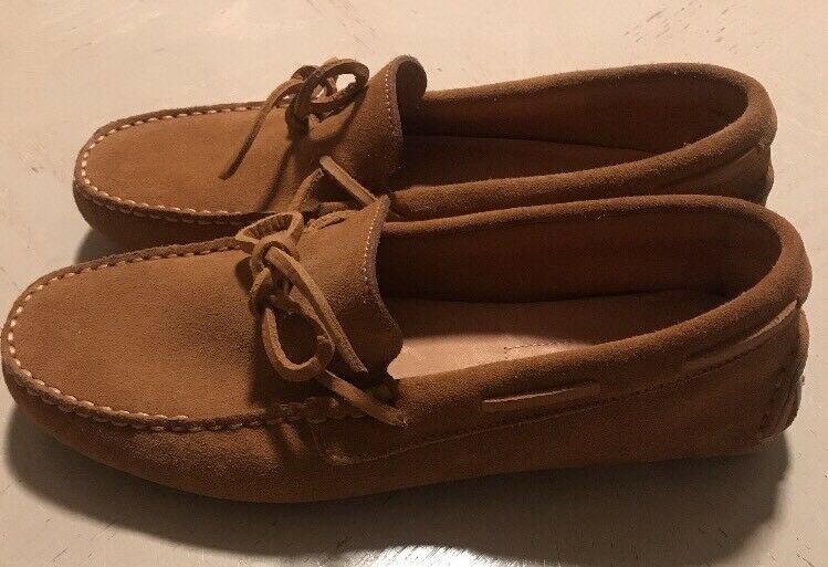 New $560 Santoni Men's Suede Driver Moccasins Shoes Brown 6.5 ( 7.5 US ) Italy