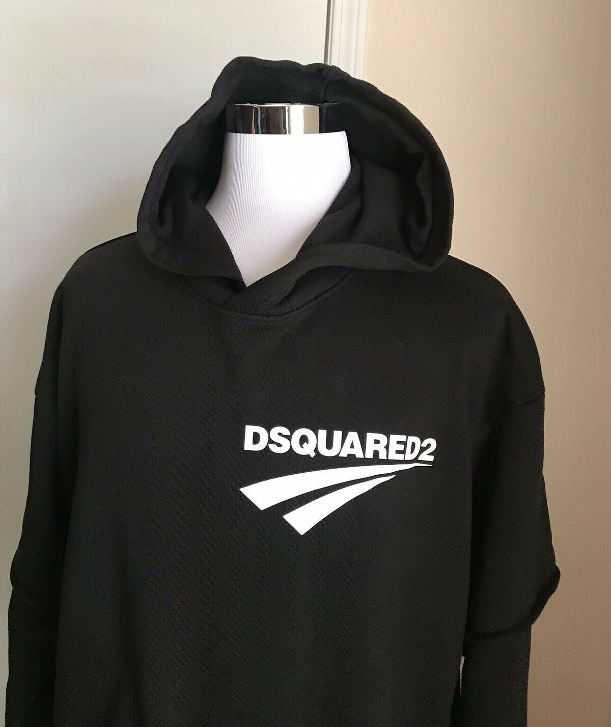 NWT $580 Dsquared2 Mens Oversized pullover Hoodie Sweater Black Size S Italy