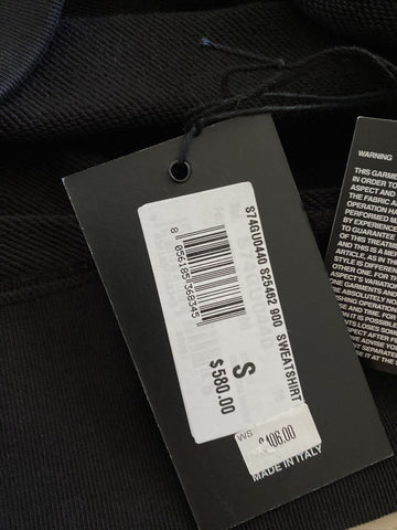 Neu mit Etikett: 580 $ Dsquared2 Herren-Pullover in Übergröße, Kapuzenpullover, Schwarz, Größe S, Italien