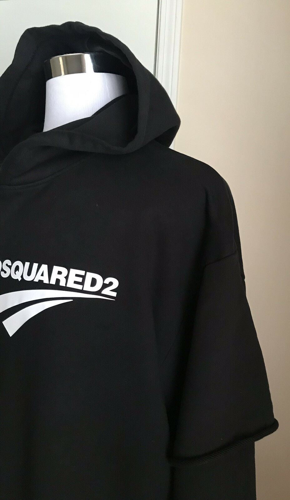 NWT $580 Dsquared2 Mens Oversized pullover Hoodie Sweater Black Size S Italy