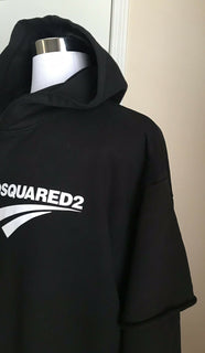Neu mit Etikett: 580 $ Dsquared2 Herren-Pullover in Übergröße, Kapuzenpullover, Schwarz, Größe S, Italien